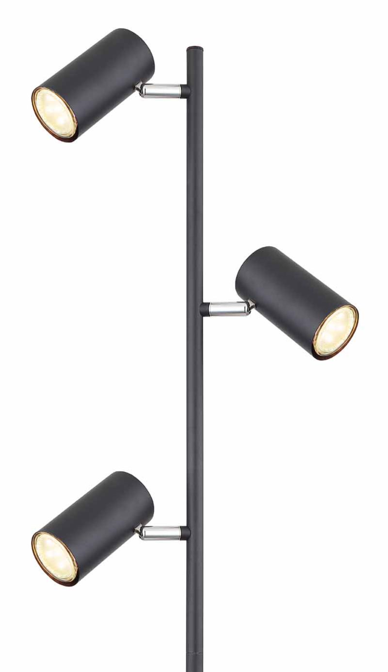Zwarte vloerlamp 3-spotspaal Globo Robby - Afbeelding 2