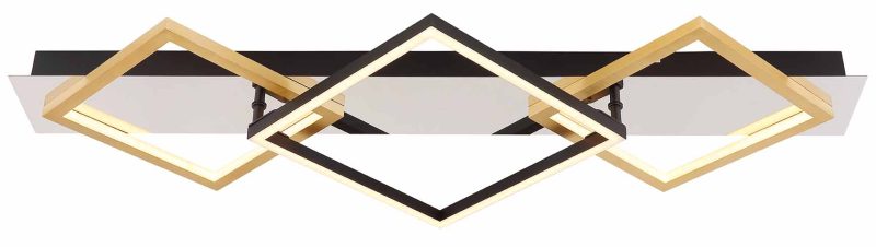 Zwart/gouden plafondlamp 3-lichts ruitvormen Globo Lesina - Afbeelding 2