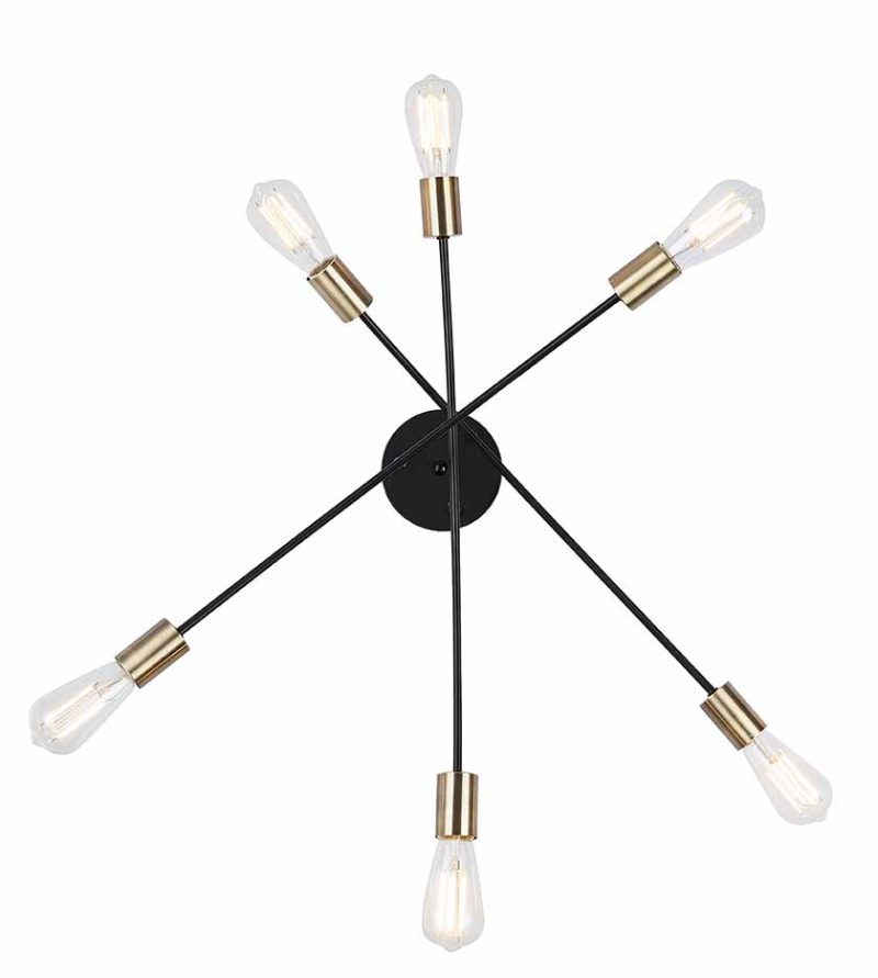 Zwart/messing flexibele 6-lichts plafondlamp L Globo Sarini - Afbeelding 3