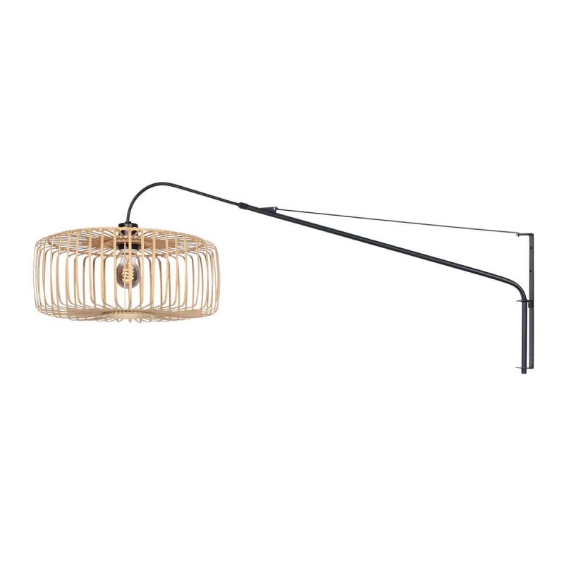 Zwarte lange boogwandlamp met naturel kap Steinhauer Elegant classy - Afbeelding 2