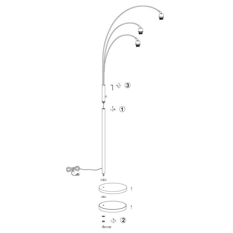 Zwarte metalen vloerlamp 3-lichts Steinhauer Sparkled light - Afbeelding 7
