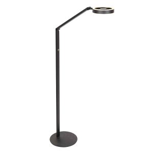 Metalen vloerlamp modern zwart Steinhauer Ringlux