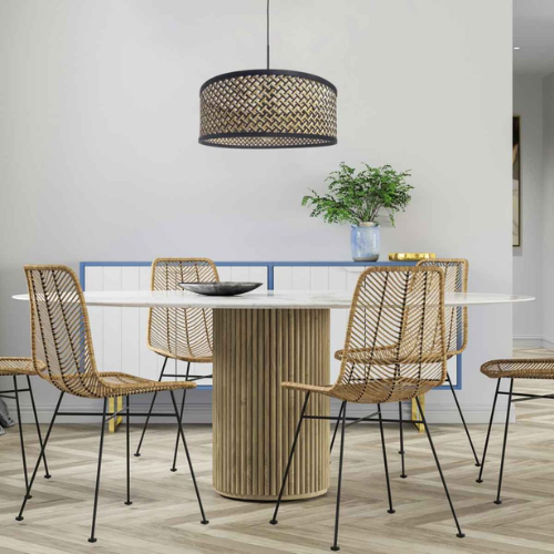 bamboe eettafel hanglamp