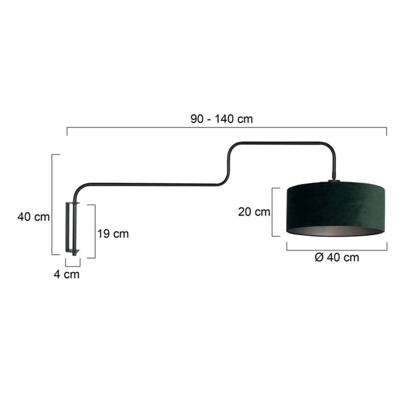 steinhauer-wandlamp-bloeba-groenzwart-metaalveloursstof-ø40cm-e27-4176zw-7