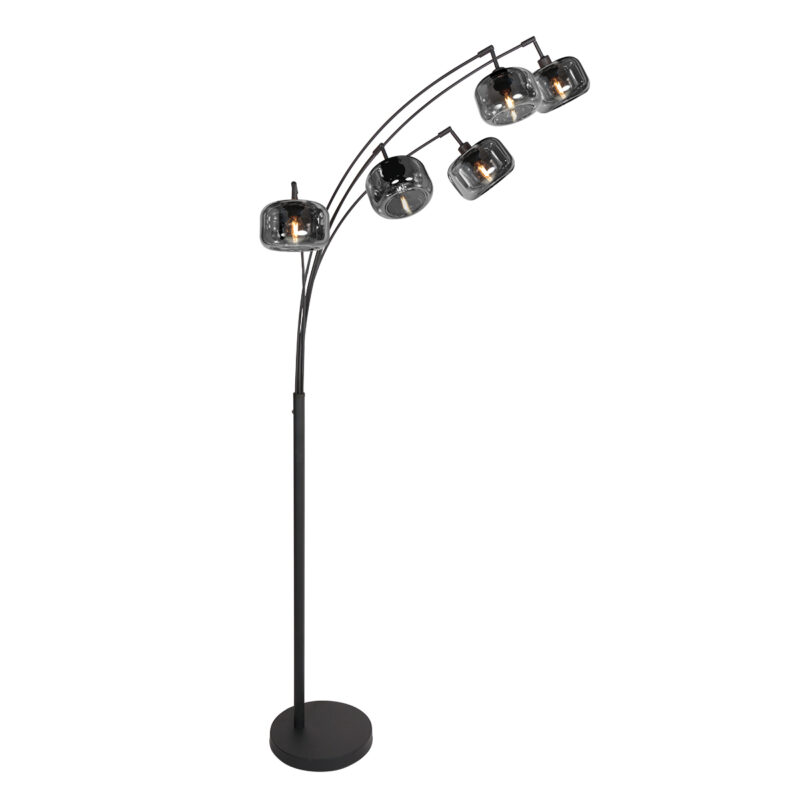 Design vloerlamp zwarte rookglas kapjes Mexlite Tenebris