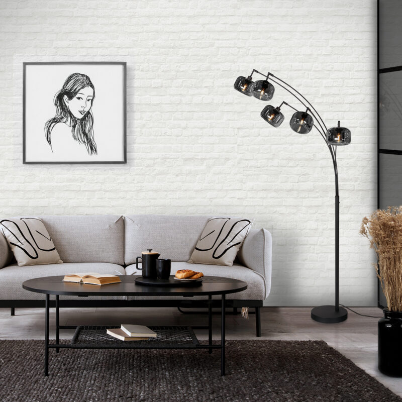 Design vloerlamp zwarte rookglas kapjes Mexlite Tenebris - Afbeelding 3