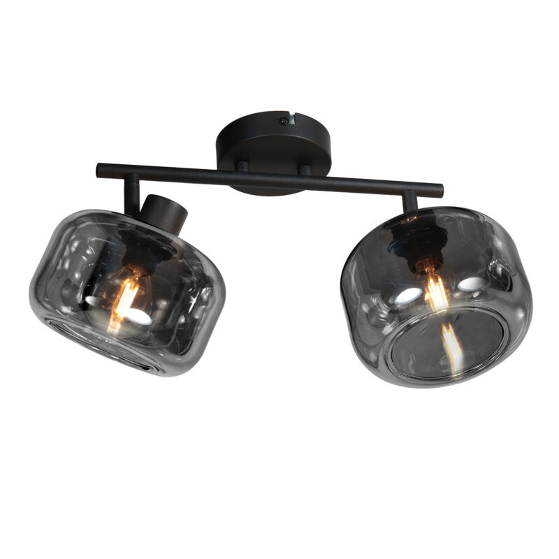 Tweelichts spot zwart rookglas Mexlite Tenebris