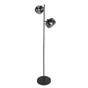 Zwarte vloerlamp tweelichts rookglas Mexlite Tenebris