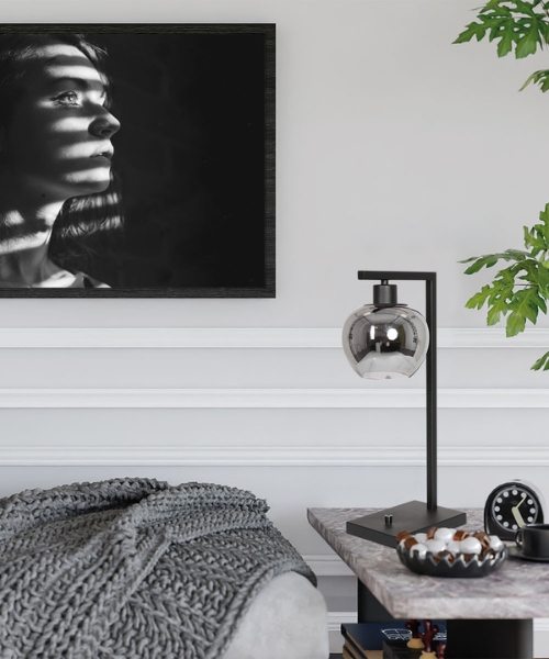 Glazen tafellamp met smoke glas