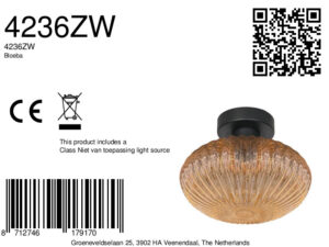 plafondlampgeribbeldamberkleurigglassteinhauerbloeba-ø30-8a