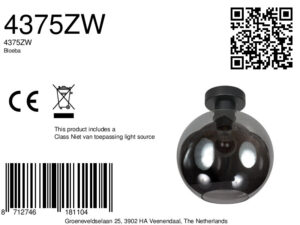 zwartebollenrookglasplafondlampsteinhauerbloeba-ø25-8a