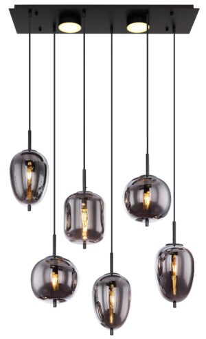 globo-hanglamp-blacky-zwart-glas-groteeettafellamp-e14-15345-6l-1