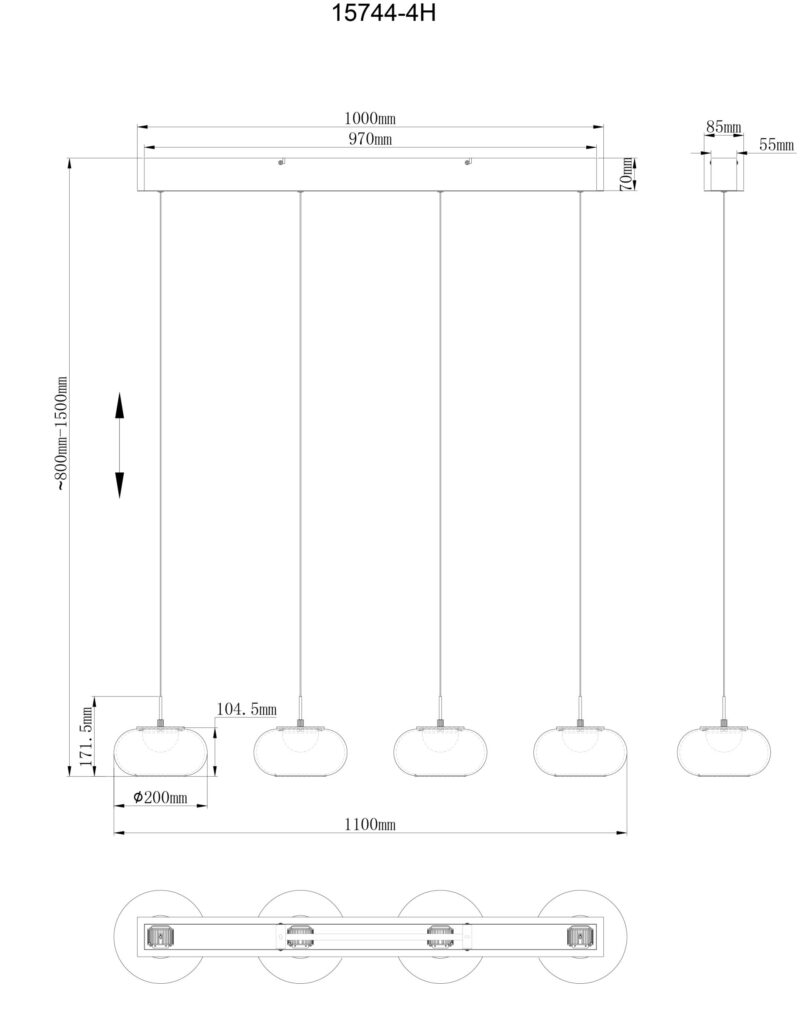 globo-hanglamp-quintara-zwart-glas-groteeettafellamp-led-15744-4h-1