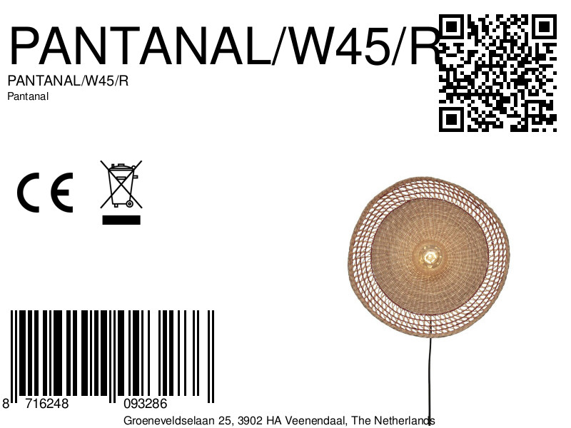 good&mojo-wandlamp-pantanal-rood-metaalzeegras-ø45cm-e27-pantanal/w45/r-8a