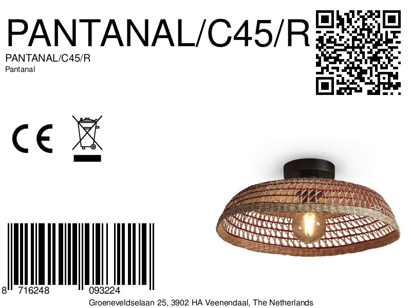 good&mojo-plafonniere-pantanal-rood-metaalzeegras-ø45cm-e27-pantanal/c45/r-8a