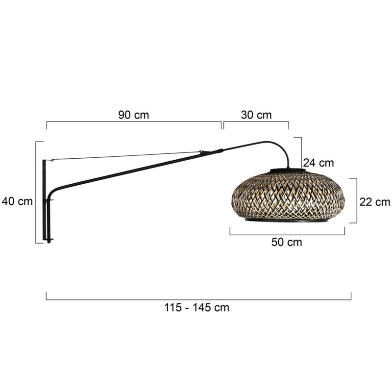 steinhauer-wandlamp-elegantclassy-zwart-bamboemetaal-e27-4450zw-1
