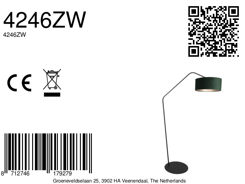 annelighting-vloerlamp-zigzag-groenzwart-metaal-booglamp-e27-4246zw-8a