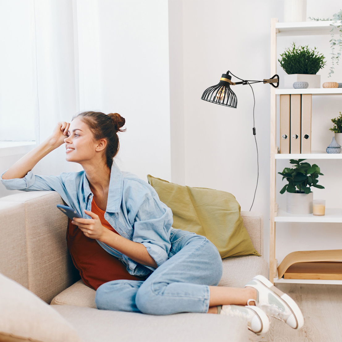 annelighting-wandlamp-dunbar-zwart-metaal-draadlamp-e27-3093zw-2