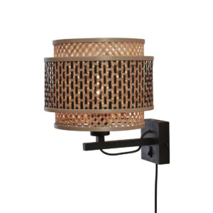 good&mojo-wandlamp-bhutan-naturel/zwart-bamboe-ø25cm-e27-bhutan/w/b/2520/bn-0