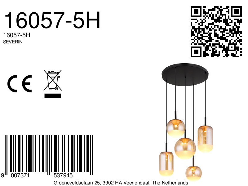 globo-hanglamp-severin-amberkleurig-glas-ø71cm-led-16057-5h-8a