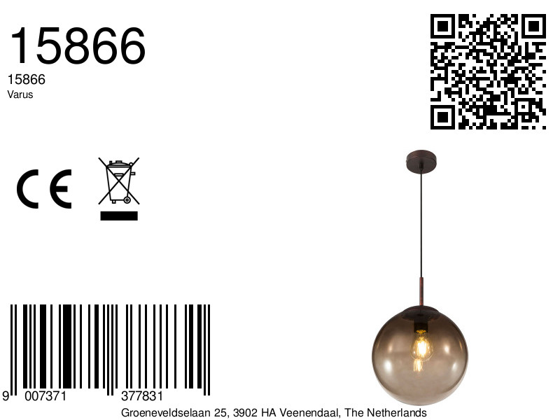 globo-hanglamp-varus-bruin-glassmokeglas-ø25cm-e27-15866-8a