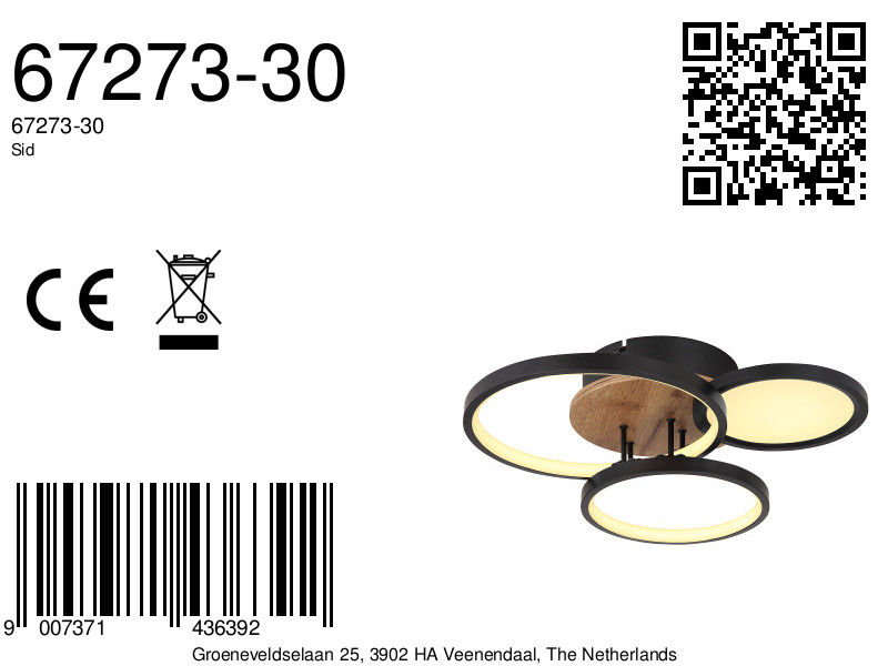 globo-plafonniere-sid-zwart-metaal-led-67273-30-8a