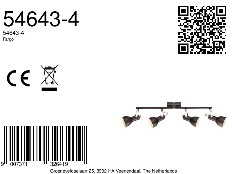 globo-spot-fargo-bruin-metaal-opbouwspot-e14-54643-4-8a