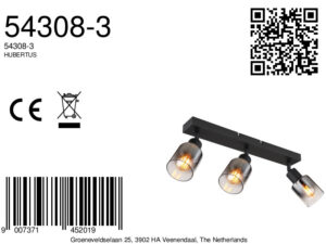 globo-spot-hubertus-zwart-glas-opbouwspot-e14-54308-3-8a