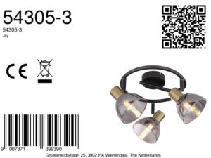 globo-spot-jay-zwart-glasmetaalsmokeglas-ø25cm-e14-54305-3-8a