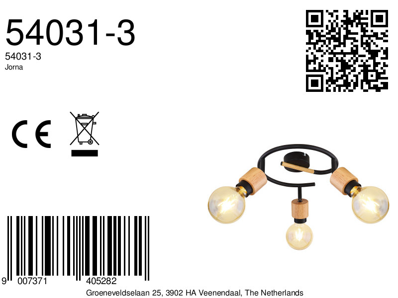 globo-spot-jorna-zwart-metaal-ø25cm-e27-54031-3-8a