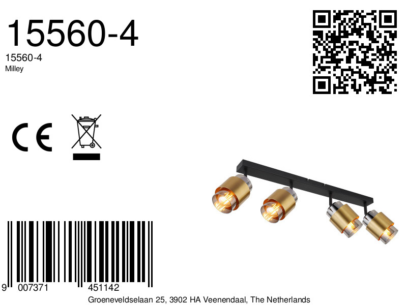 globo-spot-milley-messingzwart-metaal-opbouwspot-e27-15560-4-8a