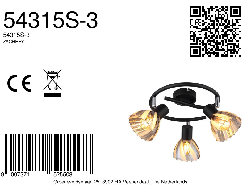 globo-spot-zachery-zwart-glas-ø46cm-e14-54315s-3-8a