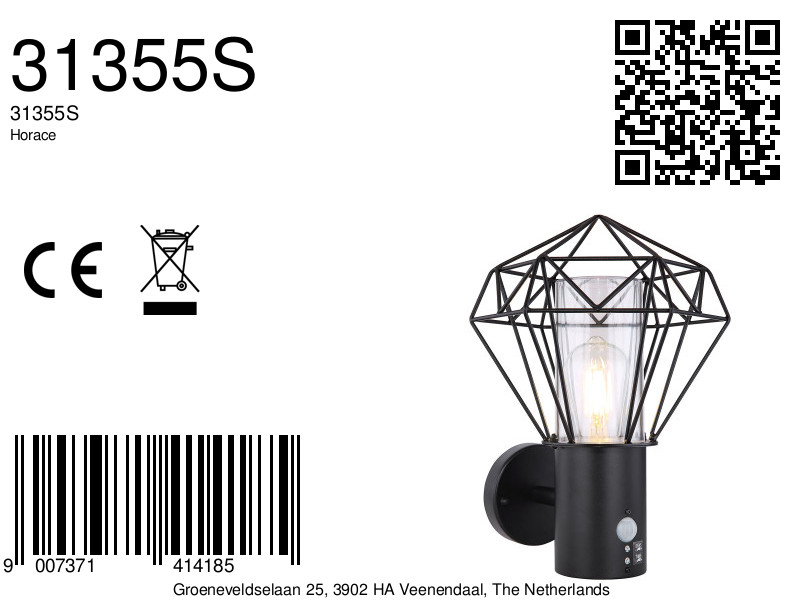 globo-wandlamp-horace-zwart-metaal-led_e27-31355s-8a