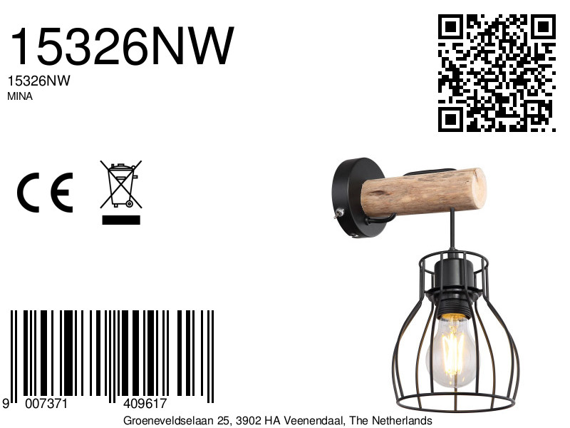 globo-wandlamp-mina-zwart-metaal-bedlampje-e27-15326nw-8a