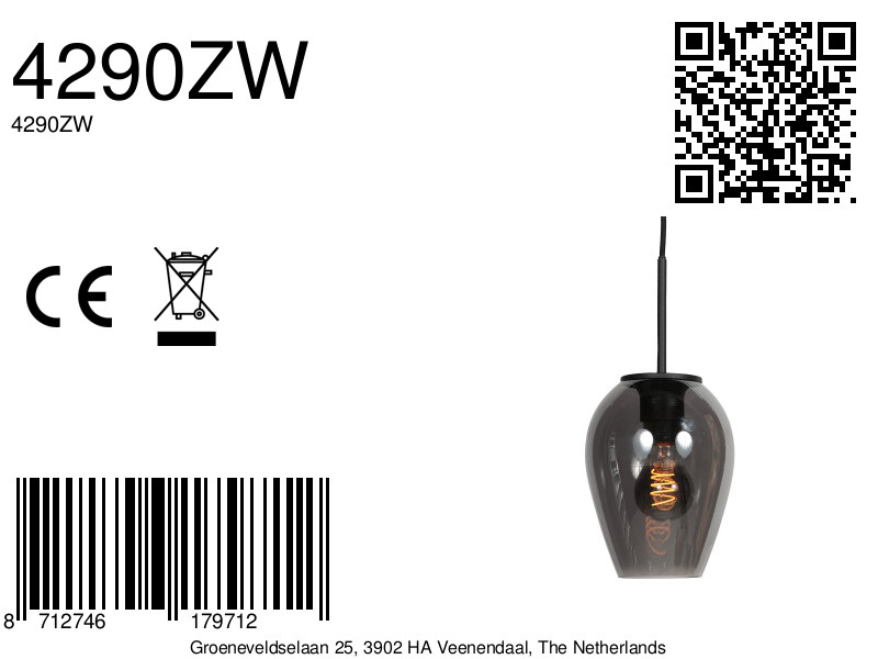 mexlite-hanglamp-haloswap-zwart-glassmokeglas-bedlampje-e27-4290zw-8a