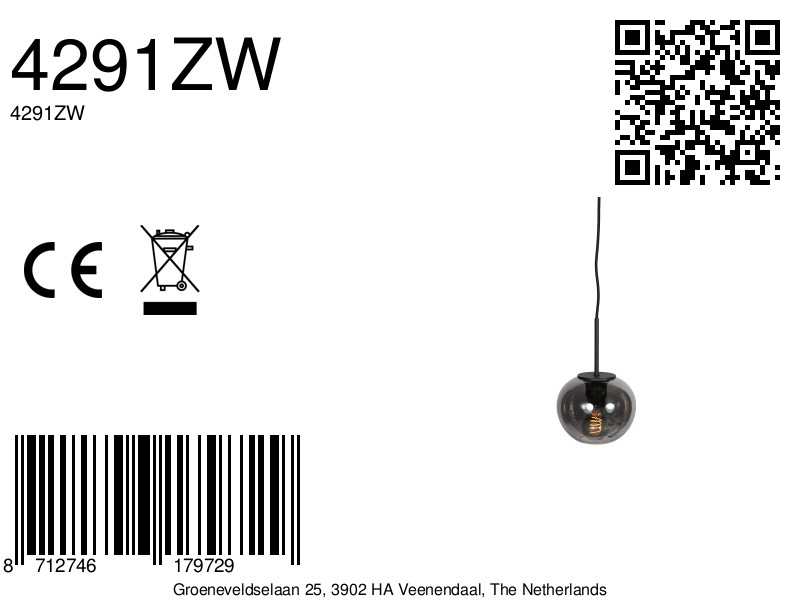 mexlite-hanglamp-haloswap-zwart-glassmokeglas-bedlampje-e27-4291zw-8a
