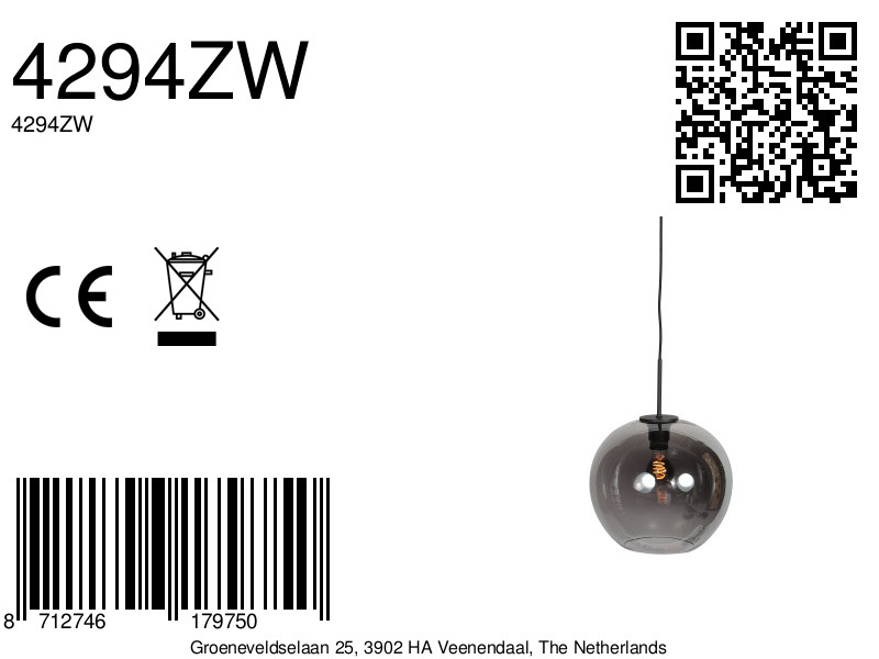 mexlite-hanglamp-haloswap-zwart-glassmokeglas-bedlampje-e27-4294zw-8a