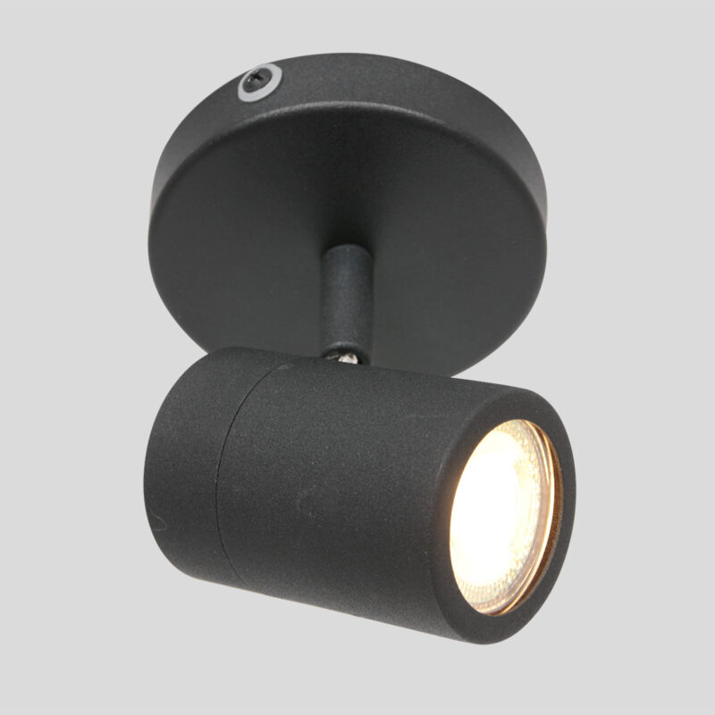 Moderne zwarte metalen spot Mexlite Upround led - Directlampen.nl