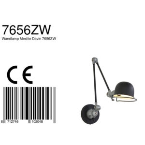 mexlite-wandlamp-davin-zwart-aluminiummetaal-bedlampje-e14-7656zw-8a