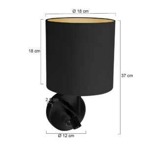mexlite-wandlamp-noor-zwart-linnenmetaal-ø18cm-led_e27-1562zw-7