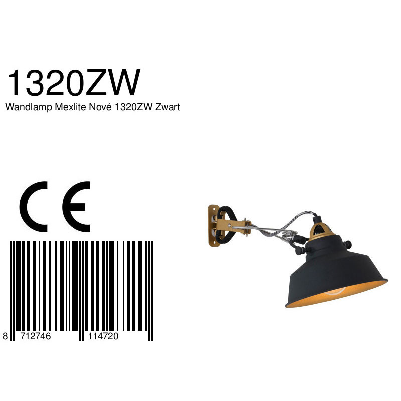 mexlite-wandlamp-nove-zwart-metaal-ø18cm-e27-1320zw-8a