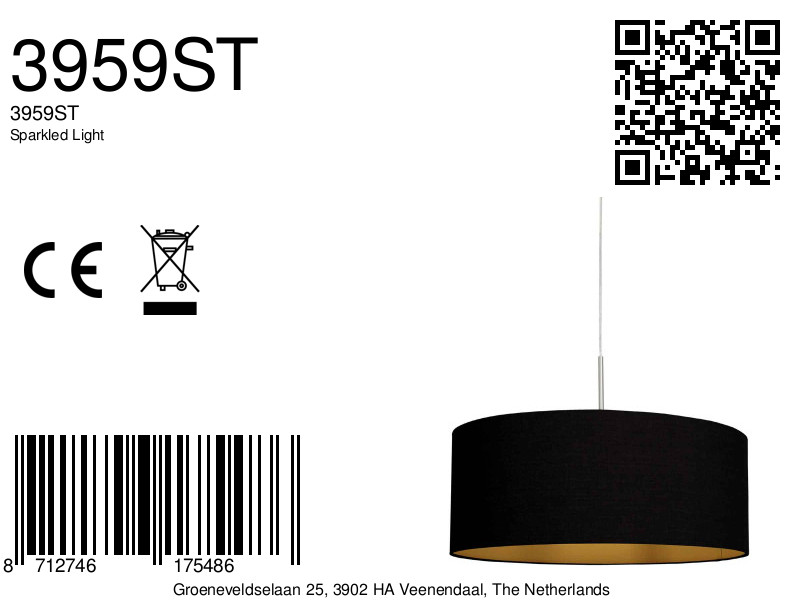 steinhauer-hanglamp-sparkledlight-zwart-linnenmetaal-ø50cm-e27-3959st-8a