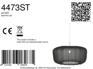 steinhauer-hanglamp-sparkledlight-zwart-textiel-e27-4473st-8a