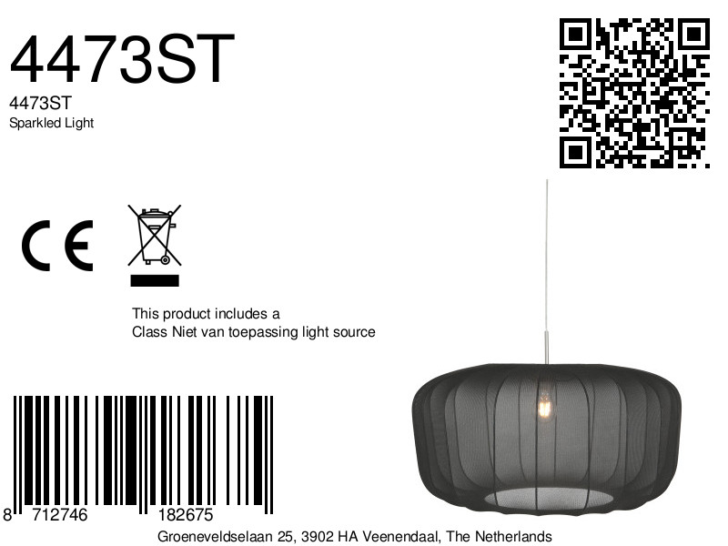 steinhauer-hanglamp-sparkledlight-zwart-textiel-e27-4473st-8a