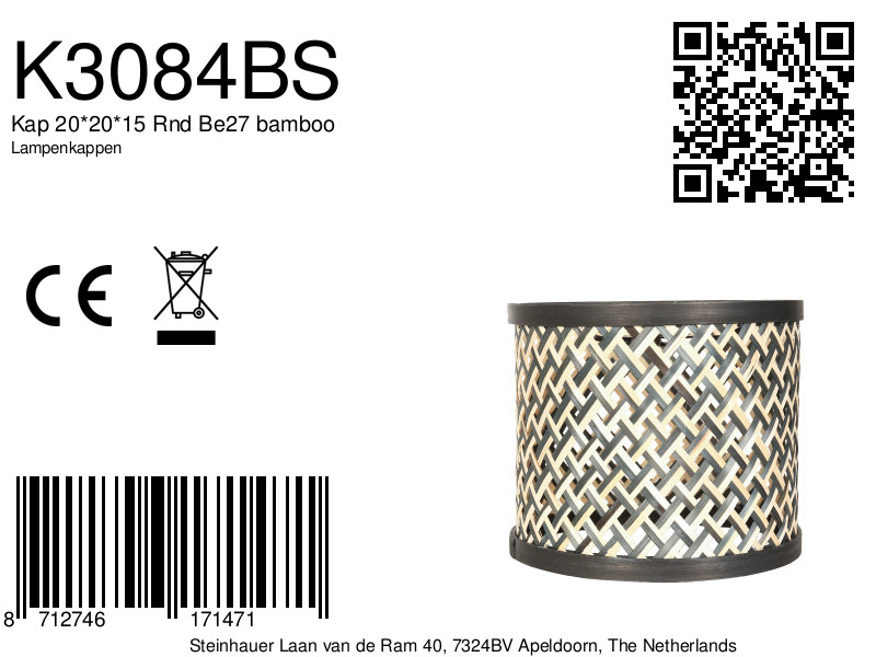 steinhauer-kap-shade-zwart-bamboehout-ø20cm-e27-k3084bs-8a