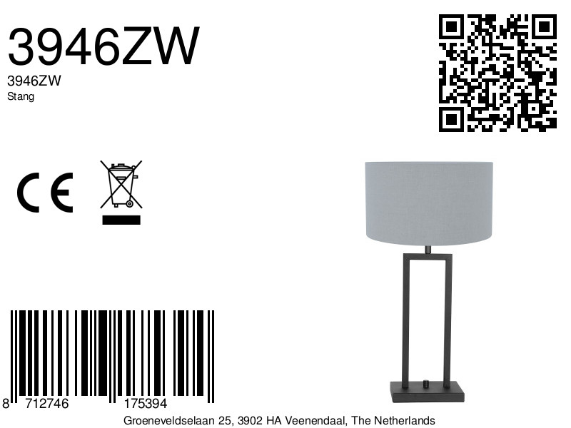 steinhauer-tafellamp-stang-zwart-linnenmetaal-ø30cm-e27-3946zw-8a