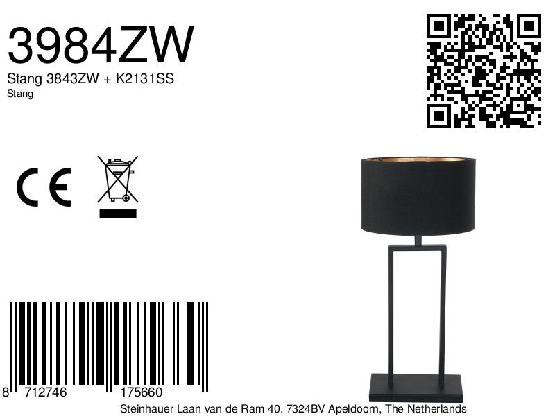 steinhauer-tafellamp-stang-zwart-linnenmetaal-ø30cm-e27-3984zw-8a