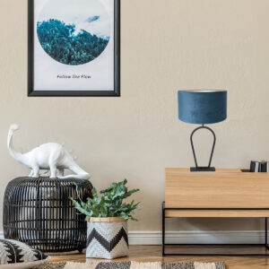 steinhauer-tafellamp-stang-zwart-metaalveloursstof-ø40cm-e27-3510zw-3