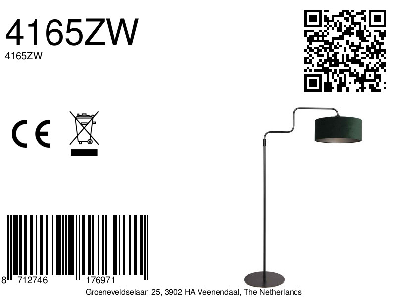 steinhauer-vloerlamp-bloeba-groenzwart-metaalveloursstof-ø40cm-e27-4165zw-8a