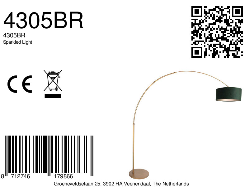 steinhauer-vloerlamp-sparkledlight-bronsgroen-metaalveloursstof-booglamp-e27-4305br-8a